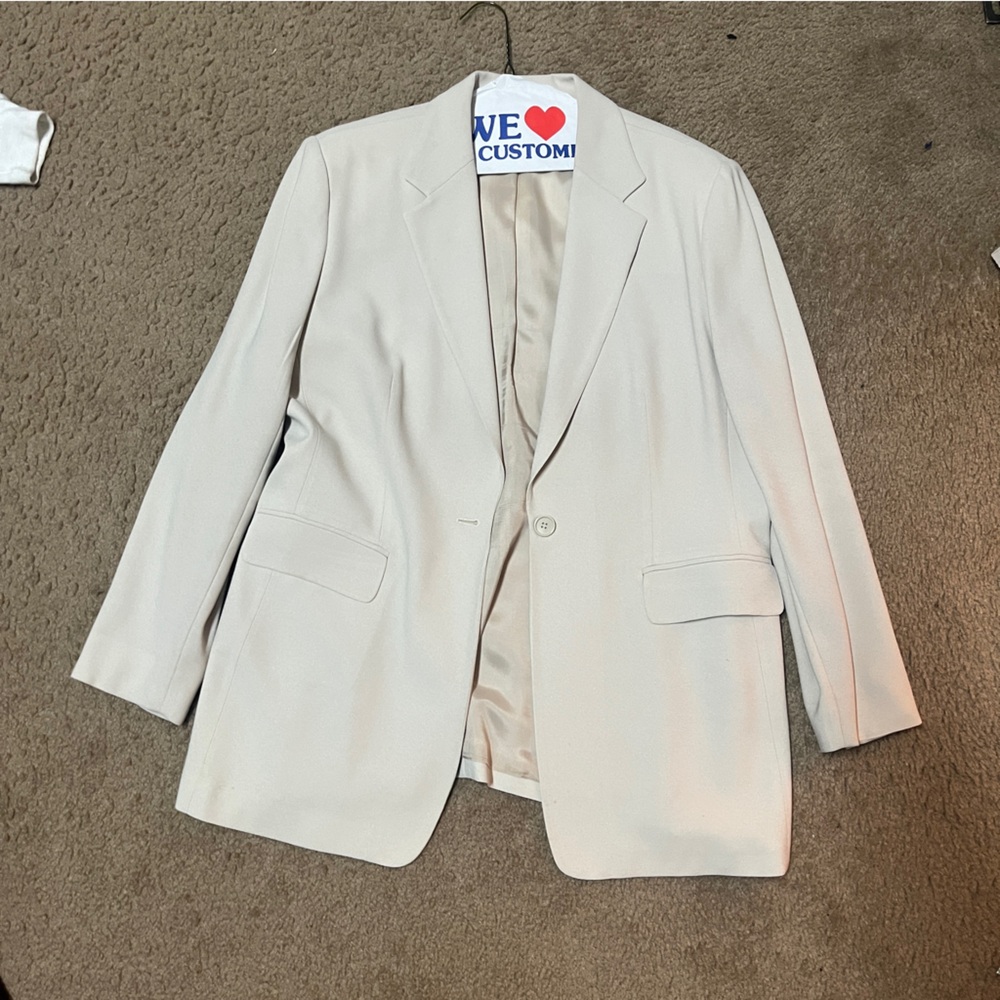 nygard collection womens blazer suit jacket in creme/white